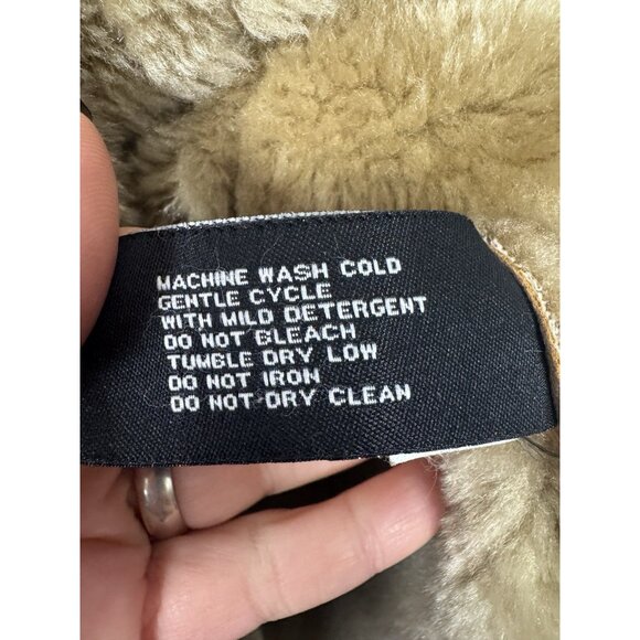 Womens XL Penny Lane Tan Faux Suede Maxi Hooded Full Length Faux Fur Trim Coat - Picture 7 of 15